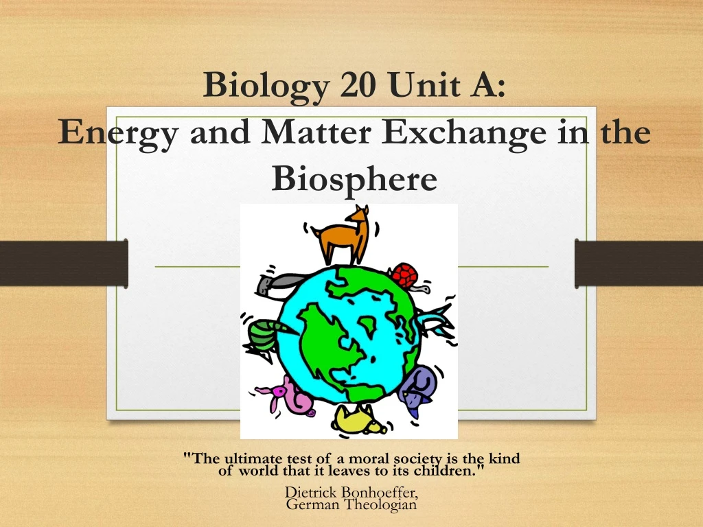 biology 20 unit a energy and matter exchange in the biosphere