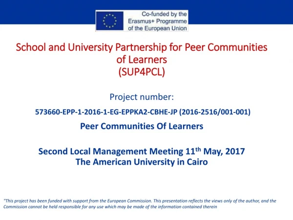School and University Partnership for Peer Communities of Learners (SUP4PCL)