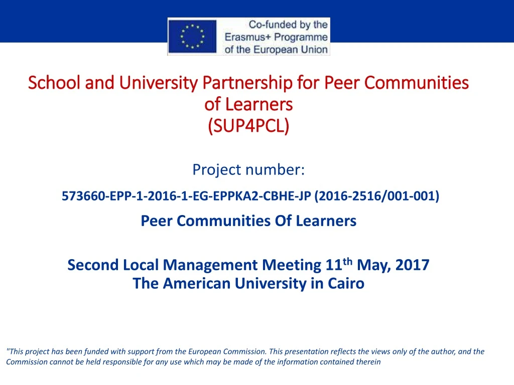 school and university partnership for peer communities of learners sup4pcl