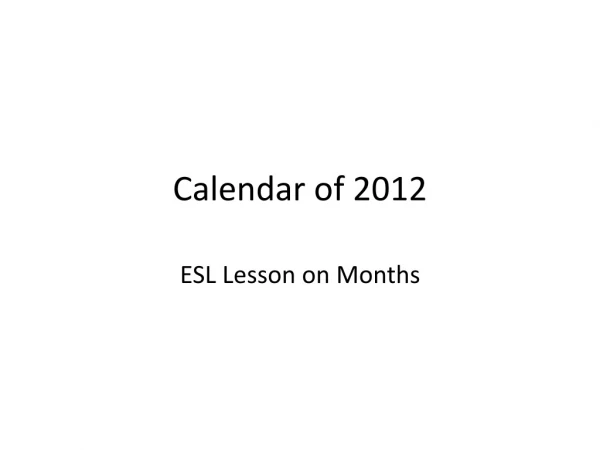 Calendar of 2012