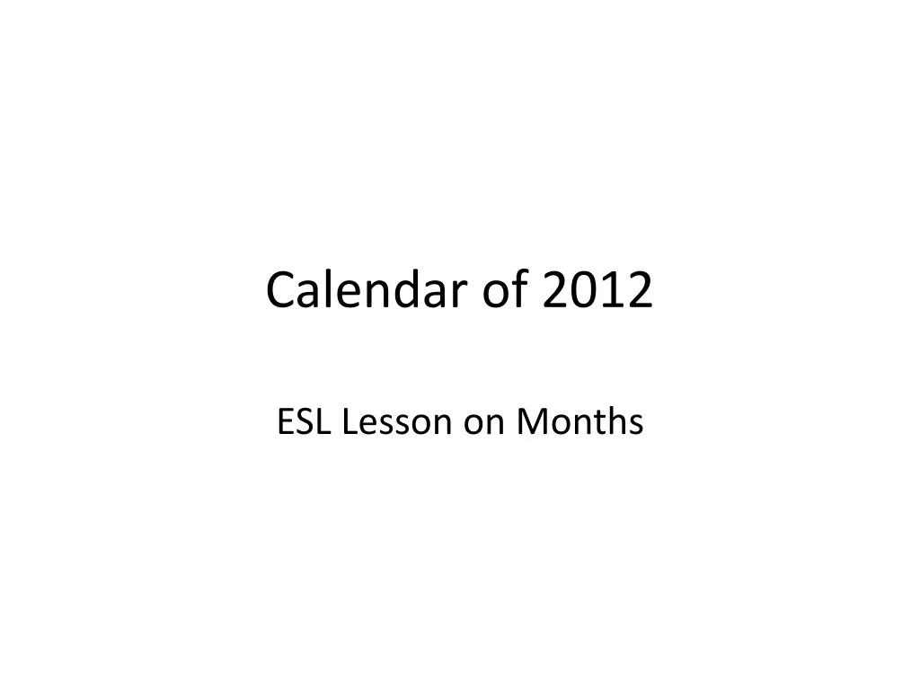 calendar of 2012