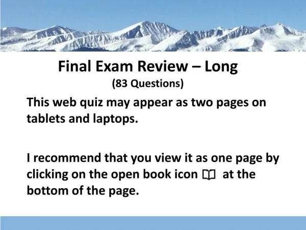 Final Exam Review – Long (83 Questions)