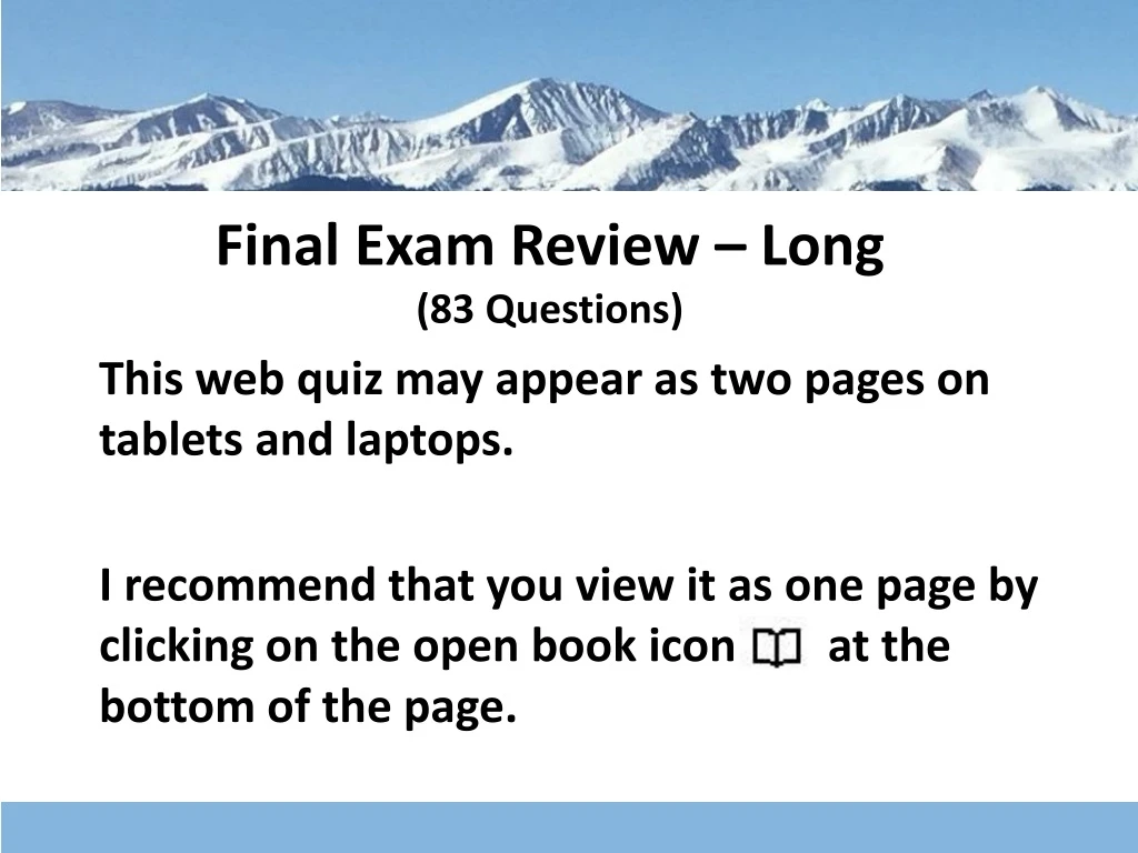 final exam review long 83 questions