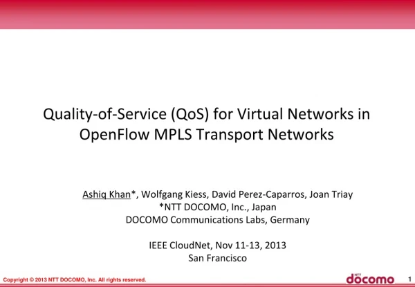 Quality-of-Service ( QoS ) for Virtual Networks in OpenFlow MPLS Transport Networks