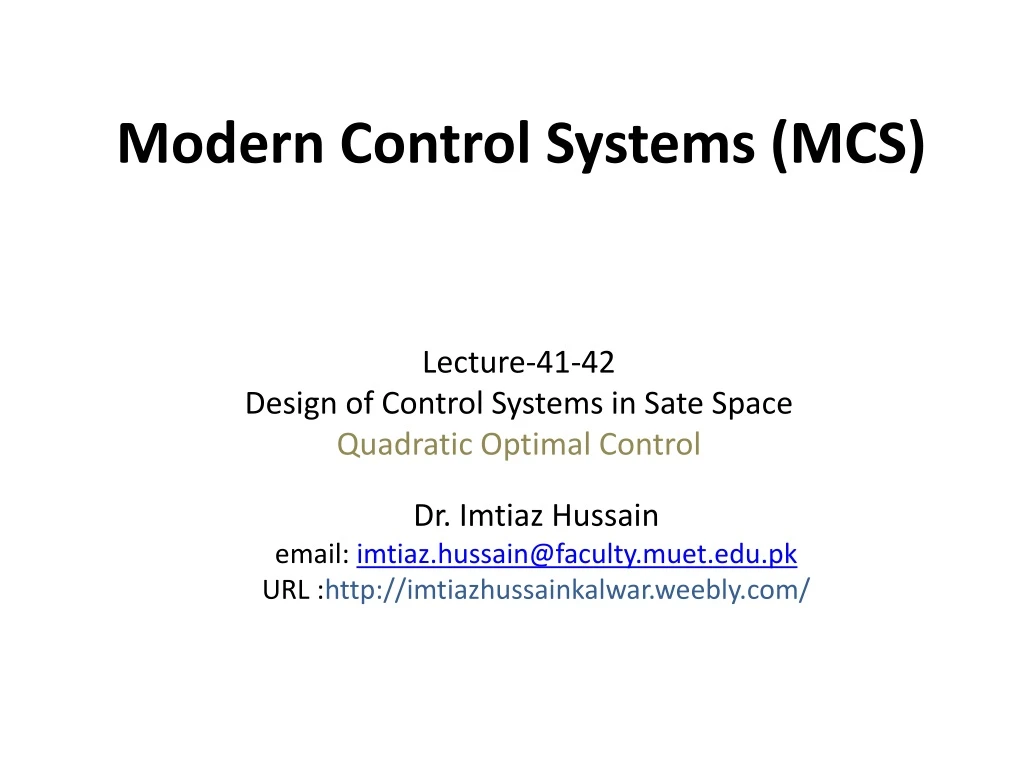 modern control systems mcs