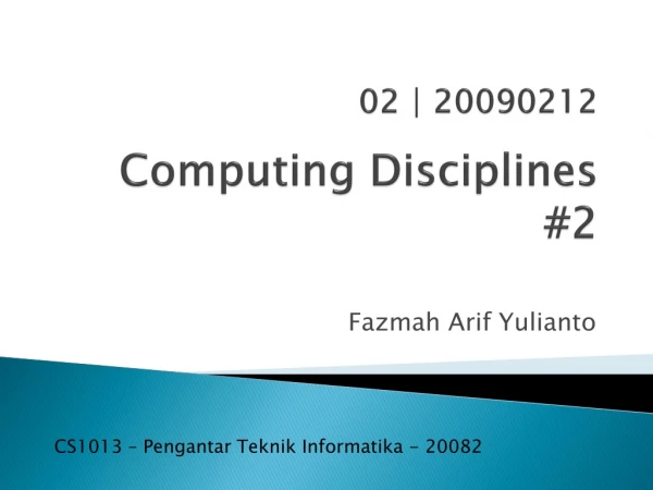 02 | 20090212 Computing Disciplines #2