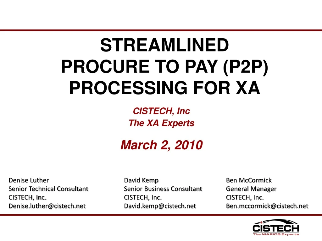 cistech inc the xa experts march 2 2010