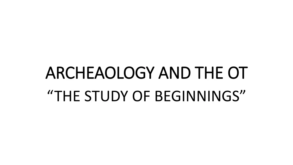 archeaology and the ot