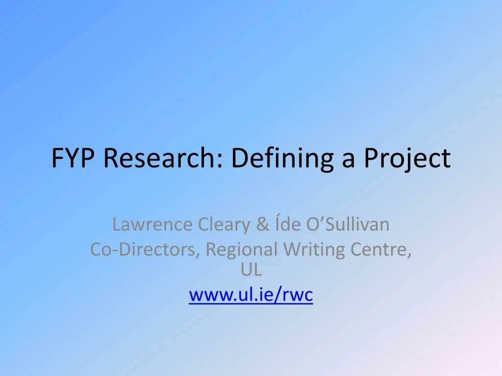 fyp research defining a project