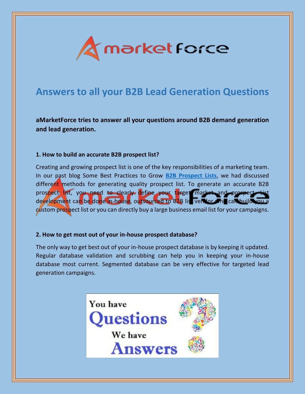 answers to all your b2b lead generation questions