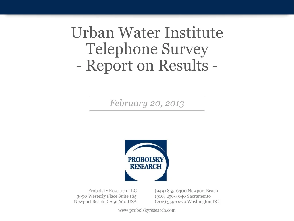 urban water institute telephone survey report