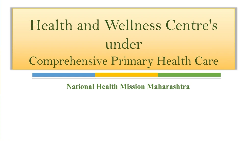 health and wellness centre s under comprehensive primary health care