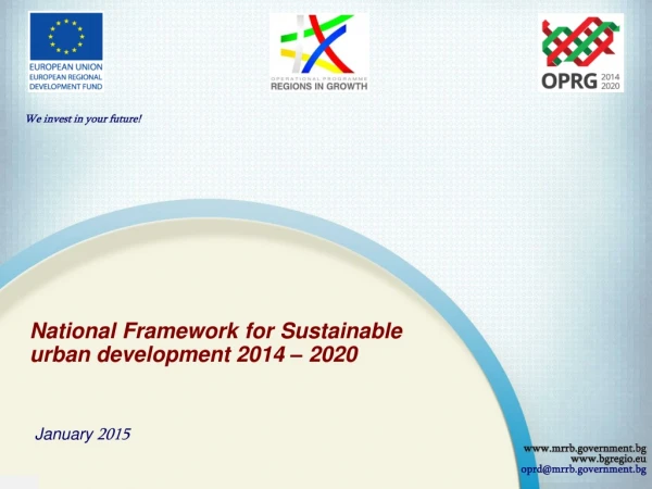 National Framework for Sustainable urban development 2014 – 2020