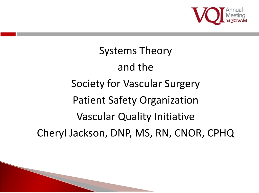 systems theory and the society for vascular