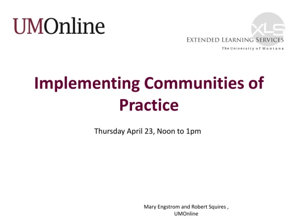 Implementing Communities of Practice