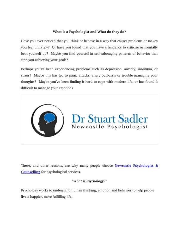 what is a psychologist and what do they do