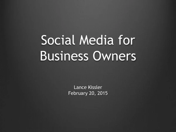 Social Media for Business Owners