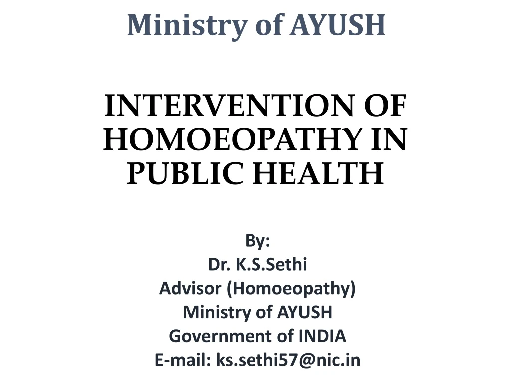 intervention of homoeopathy in public health