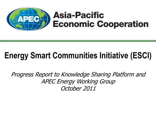 ENERGY SMART COMMUNITIES INITIATIVE (ESCI)