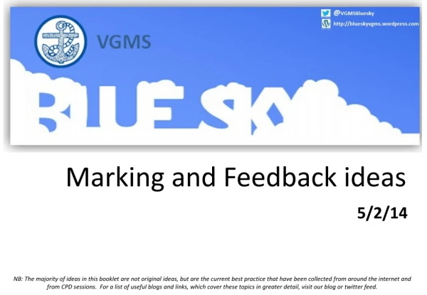 Marking and Feedback ideas