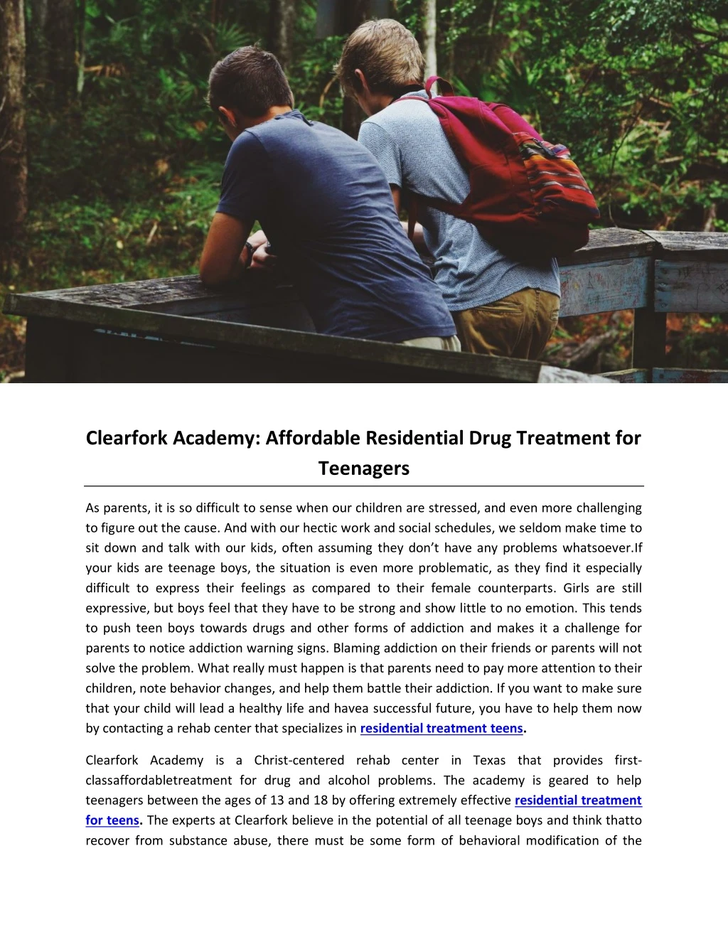 clearfork academy affordable residential drug