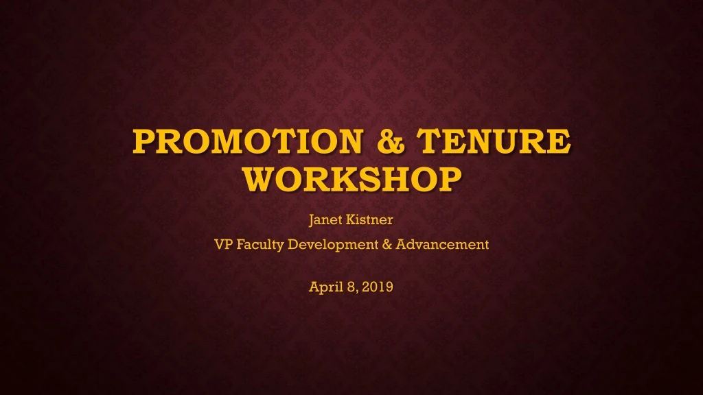 promotion tenure workshop