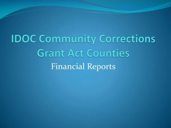 IDOC Community Corrections Grant Act Counties