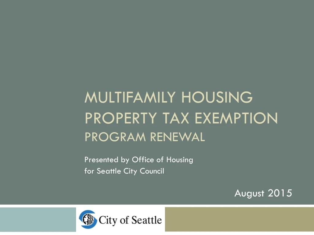 multifamily housing property tax exemption program renewal