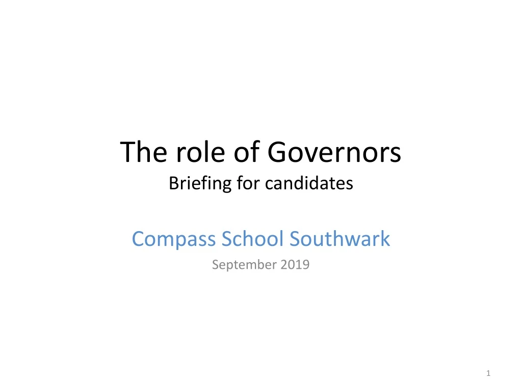 the role of governors briefing for candidates