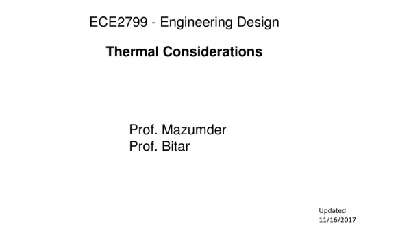 ECE2799 - Engineering Design Thermal Considerations