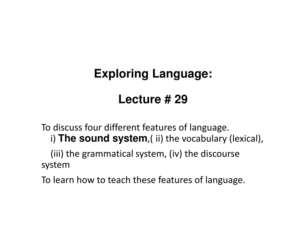 exploring language lecture 29