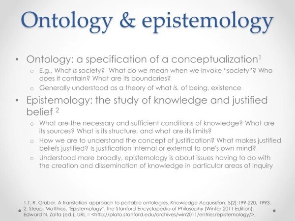 Ontology &amp; epistemology