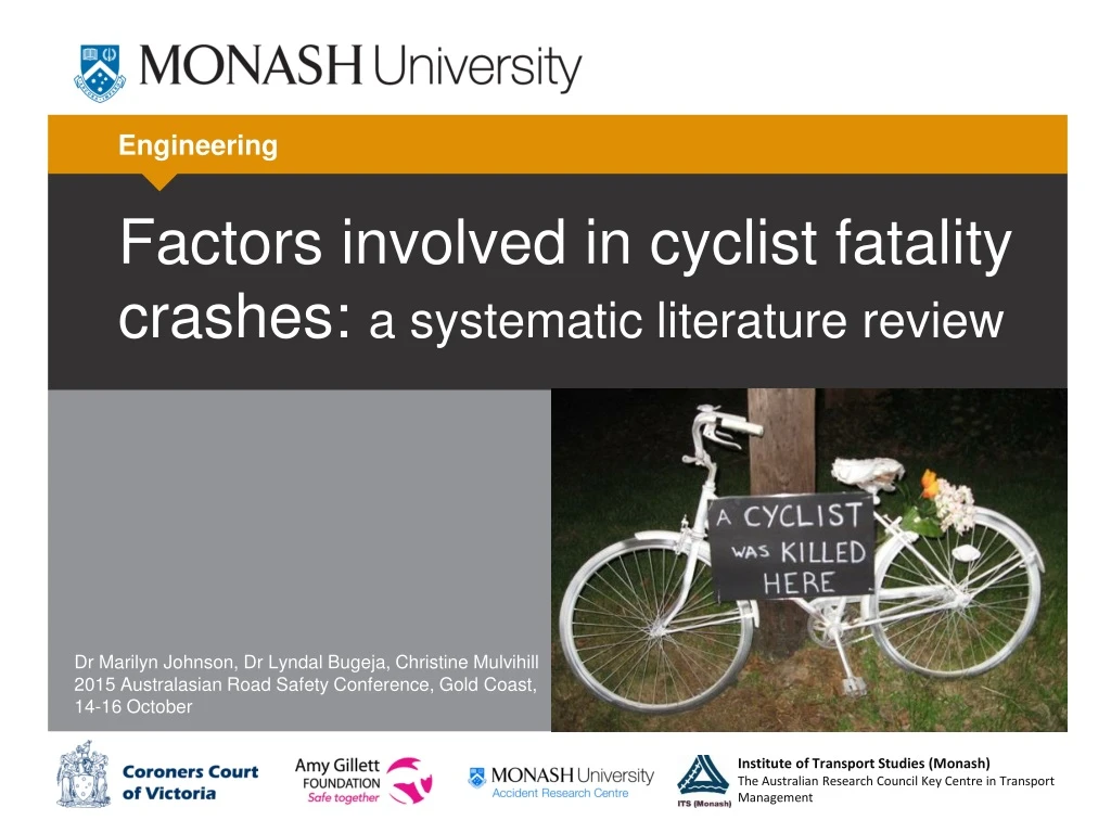 factors involved in cyclist fatality crashes a systematic literature review