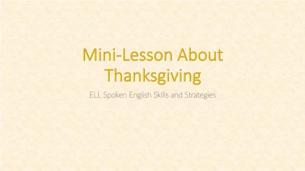 Mini-Lesson About Thanksgiving