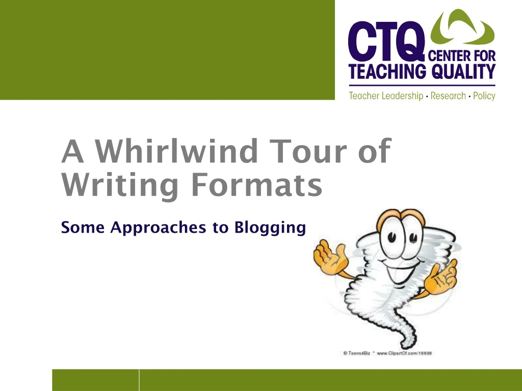 a whirlwind tour of writing formats