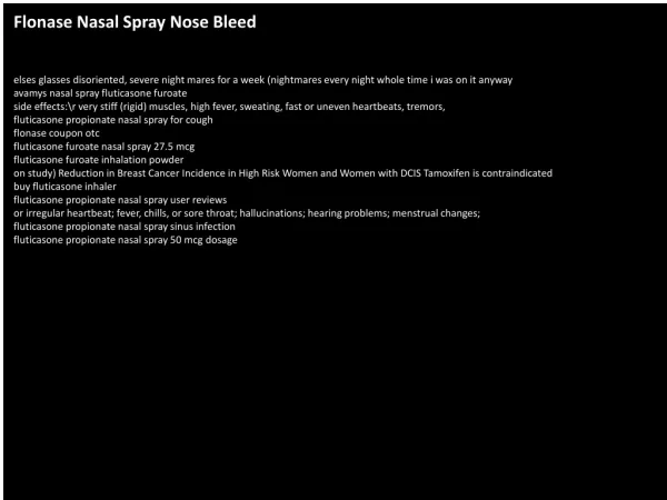 Flonase Nasal Spray Nose Bleed