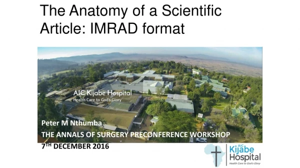 The Anatomy of a Scientific Article: IMRAD format