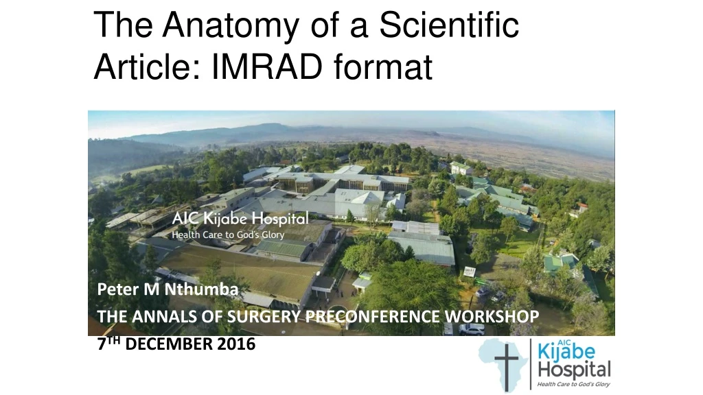 the anatomy of a scientific article imrad format