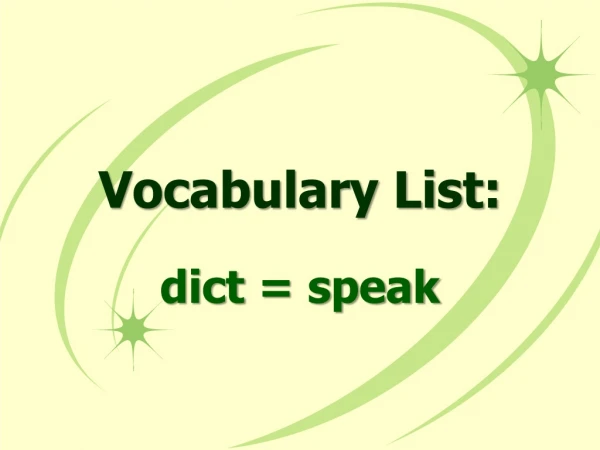 Vocabulary List: