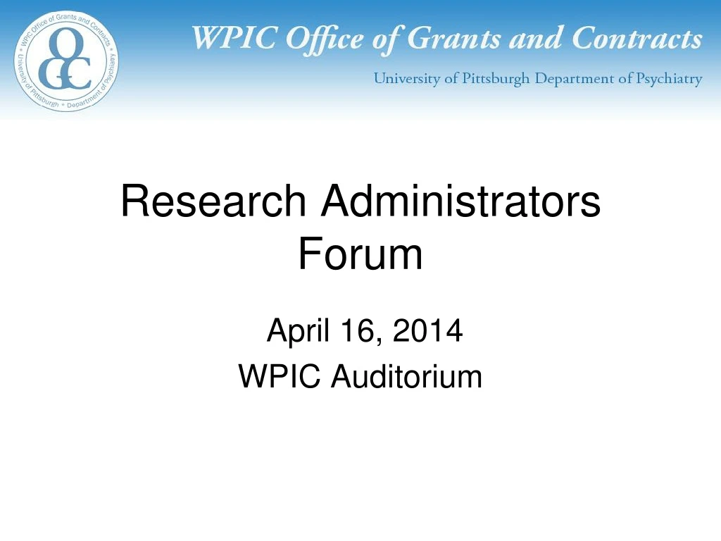 research administrators forum