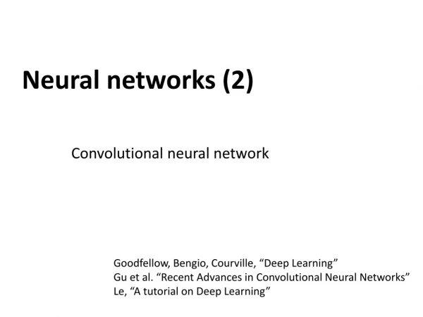 Neural networks (2)