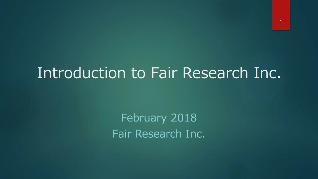 introduction to fair research inc