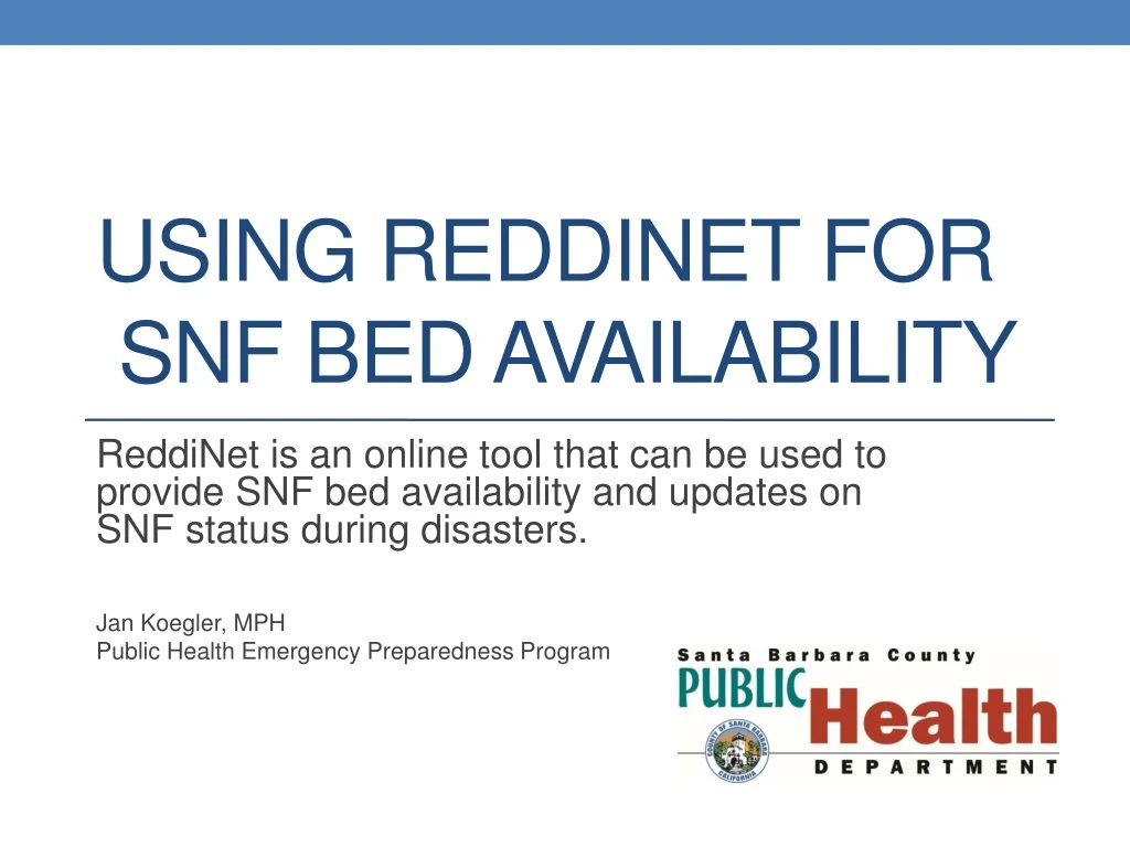 using reddinet for snf bed availability