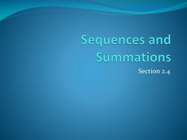 Sequences and Summations