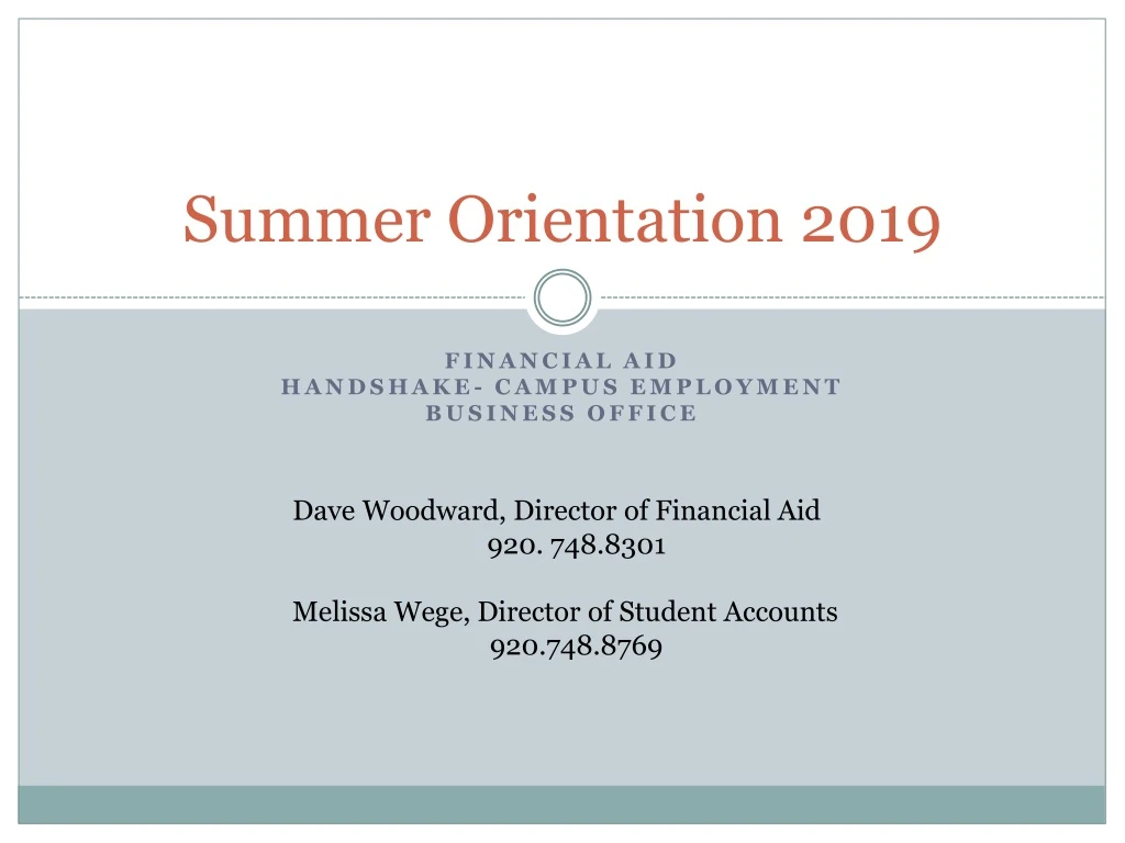 summer orientation 2019