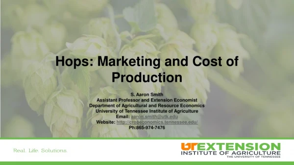Hops: Marketing and Cost of Production