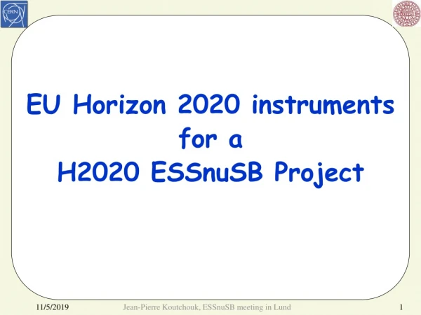 EU Horizon 2020 instruments for a H2020 ESSnuSB Project