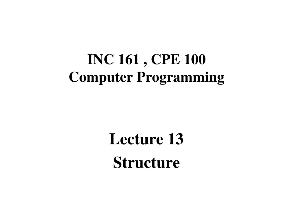 inc 161 cpe 100 computer programming