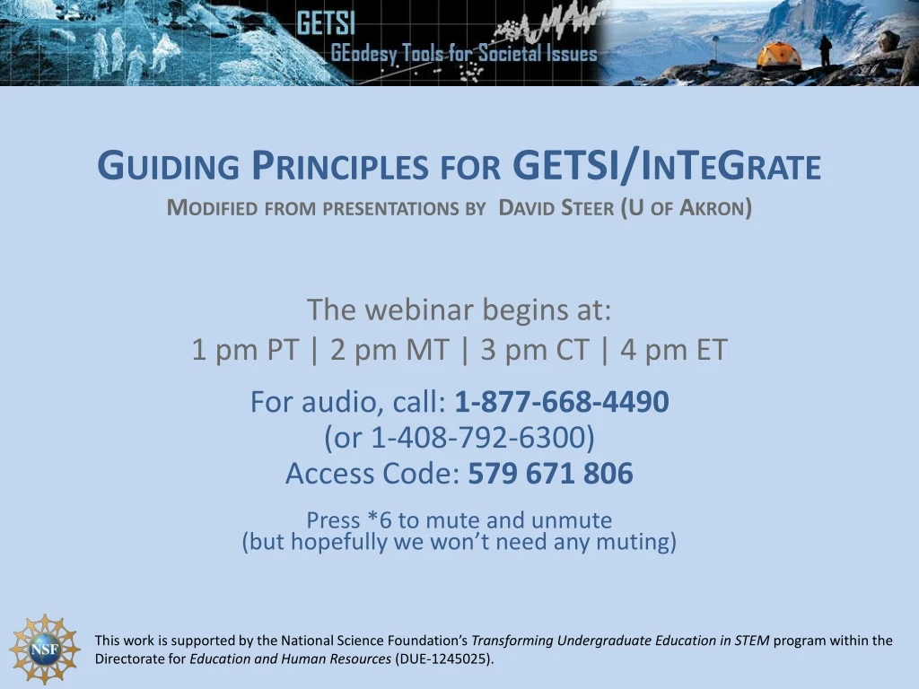 guiding principles for getsi integrate modified from presentations by david steer u of akron