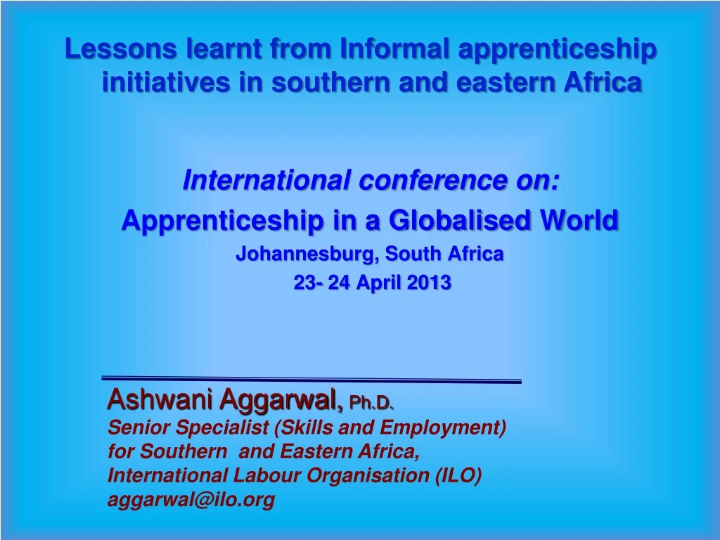 lessons learnt from informal apprenticeship